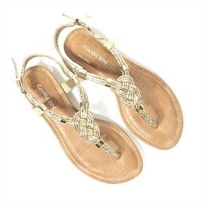Gianni Bini Gold Metallic Flat Sandals Size 7M